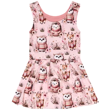 Laclové šatičky - Růžová zvířátka Velikost: 86