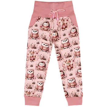 Tepláčky s kapsou - Růžová zvířátka Velikost: 122