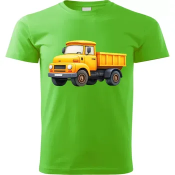 Chlapecké tričko Dětské tričko s nákladním autem zelené vzor č. 221 vel. 134 (dětské tričko s náklaďákem truck)