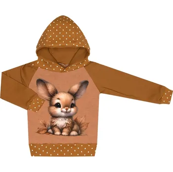Mikina s kapucí - Puntík hnědý - zajíček Velikost: 92