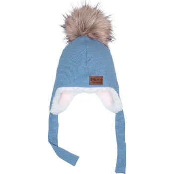 Čepice Ušanka VAFLE - Světle modrá s beránkem Velikost: XS