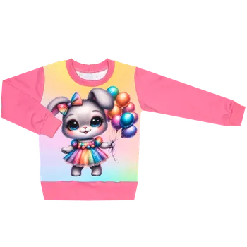 Mikina bez kapuce - Králíčci - králíček a balónky Velikost: 86