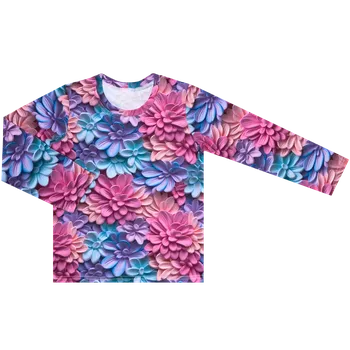 Tričko dlouhý rukáv - Růžovo-modré kytičky Velikost: 92