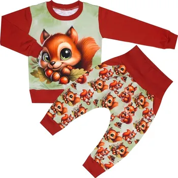 Tepláková souprava - Veverky - panel veverka s žaludy (bez kapuce) Velikost: 80