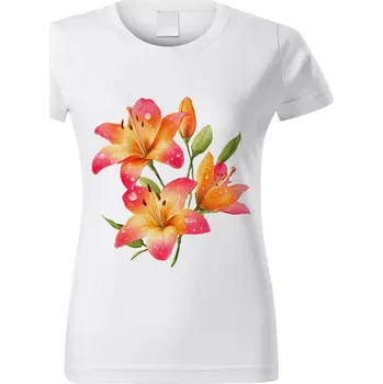 Dámské tričko Dámské tričko s květinou bílé vzor č. 186 vel. XXL (Dámské květinové tričko)