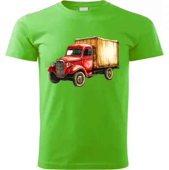 Chlapecké tričko Dětské tričko s nákladním autem zelené vzor č. 222 vel. 122 (dětské tričko s náklaďákem truck)