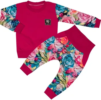 Tepláková souprava - Kytičky (bez kapuce) Velikost: 92