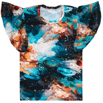 Tričko s volánky - Modrozlaté barvy Velikost: 98