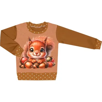 Kojenecké oblečení Mikina bez kapuce - Puntík hnědá - veverka Velikost: 116