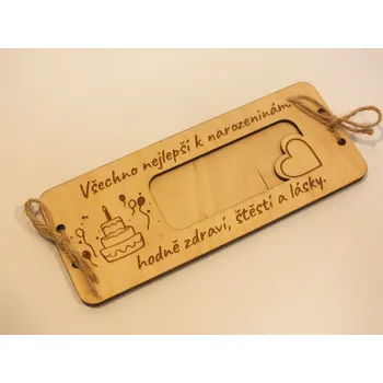 Obálka Dary dřeva Obálka na peníze-narozeniny - velké okno