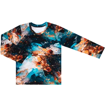 Pánské tričko Tričko dlouhý rukáv - Modrozlaté barvy Velikost: 134