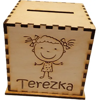 Pokladnička Dary dřeva Pokladnička-vlastní jméno-holka 1.