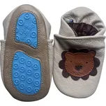 CAROZOO Kožené capáčky s gumovou podrážkou lvíček 2-3 roky Béžová 24,5