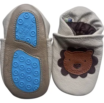 Capáčky CAROZOO Kožené capáčky s gumovou podrážkou lvíček 2-3 roky Béžová 24,5