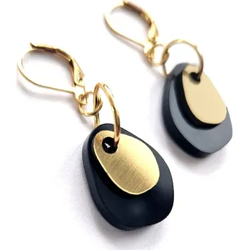 Náušnice AVOCADO hanging avocado: černo-stříbrná visací náušnice