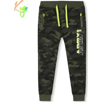 Chlapecké maskáčové tepláky Kugo TM8225 zelené / zelené doplňky