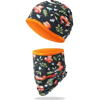 Čepice KUGO SET ČEPICE S NÁKRČNÍKEM PRO DĚTI - LIŠKA CF5620 Černá XS