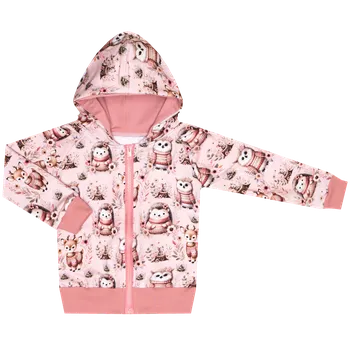 Mikina na zip - Růžová zvířátka Velikost: 98