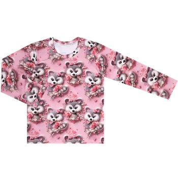 Tričko dlouhý rukáv - Mývalové na růžové Velikost: 86