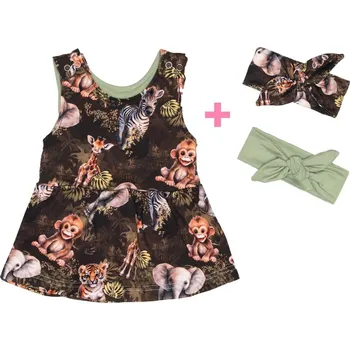 Komplet - Laclové šatičky s čelenkami - Safari Velikost: 68