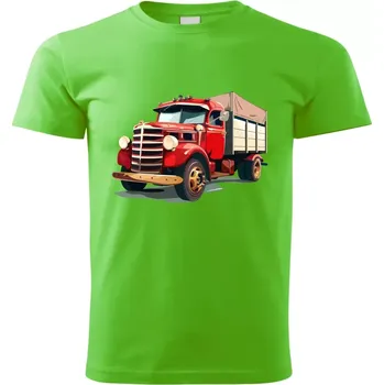Chlapecké tričko Dětské tričko s nákladním autem zelené vzor č. 223 vel. 146 (dětské tričko s náklaďákem truck)