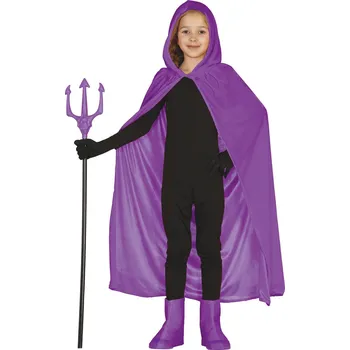 Karnevalový doplněk Fialový sametový plášť s kapucí