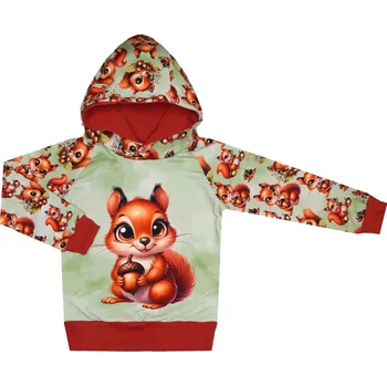 Mikina s kapucí - Veverky - panel veverka Velikost: 122