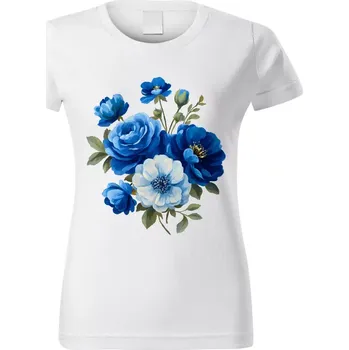 Dámské tričko Dámské tričko s květinou bílé vzor č. 394 vel. 3XL (Dámské květinové tričko)