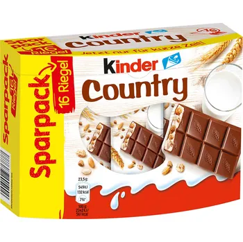 Čokoládová tyčinka Kinder Country čokoláda s mléčnou náplní a obilovinami 16 ks 376g