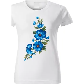 Dámské tričko Dámské tričko s květinou bílé vzor č. 165 vel. XXL (Dámské květinové tričko)