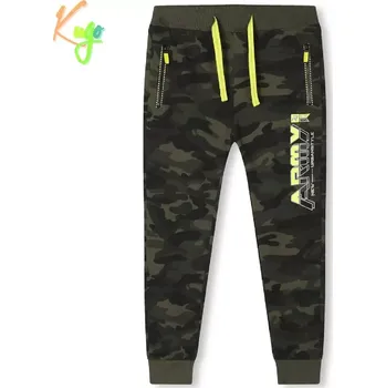 Chlapecké maskáčové tepláky Kugo TM8225 zelené / signální doplňky