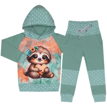 Tepláková souprava - Puntík minerál - lenochod srdce (kapuca) Velikost: 80