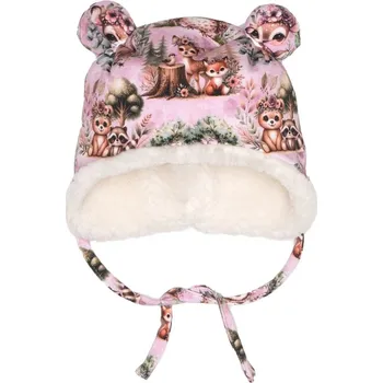 Čepice Čepička s oušky zimní - Zvířátka na levandulové Velikost: XXS