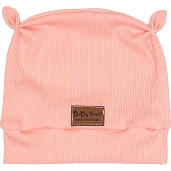Čepička s oušky ŽEBRO - pudrově růžová Velikost: Newborn