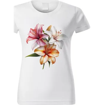 Dámské tričko Dámské tričko s květinou bílé vzor č. 339 vel. 3XL (Dámské květinové tričko)