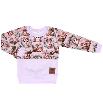 Mikina bez kapuce - Zvířátka na levandulové Velikost: 68