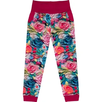 Tepláčky s kapsou - Kytičky Velikost: 110