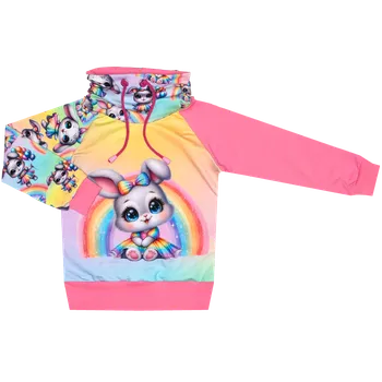 Mikina se stojáčkem - Králíčci - králíček s duhou Velikost: 92