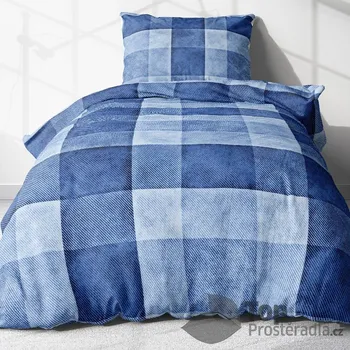Povlečení Krepové povlečení ECONOMY 140x200+70x90 Modrá kostka
