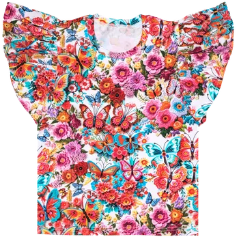 Dětská móda Tričko s volánky - Motýlci Velikost: 104