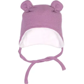 Čepice Čepička s oušky zimní VAFLE - Světle fialová s fleecem Velikost: L
