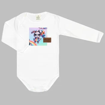 Bodyčko - Bílé Králíčci - králíček a balónky Velikost: 86