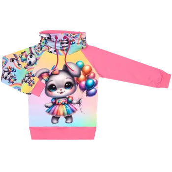 Mikina se stojáčkem - Králíčci - králíček a balónky Velikost: 104