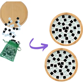 kreativní sada Mozaiková kreativní DIY sada podtácků (12 cm, kulaté) – Šachová Stylovka (ArtSets)