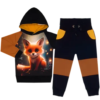 Tepláková souprava - BLACK - lištička (kapuca) Velikost: 98