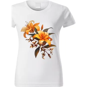 Dámské tričko Dámské tričko s květinou bílé vzor č. 144 vel. 3XL (Dámské květinové tričko)