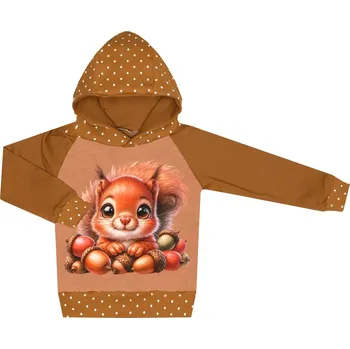 Mikina s kapucí - Puntík hnědý - veverka Velikost: 86