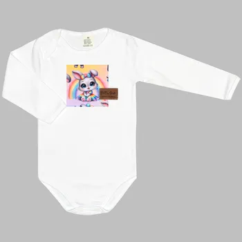 Bodyčko - Bílé Králíčci - králíček s duhou Velikost: 86