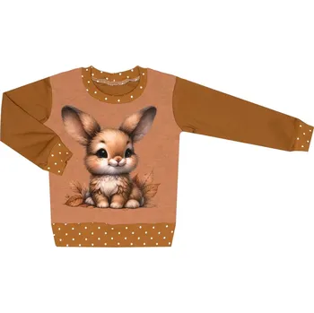 Kojenecké oblečení Mikina bez kapuce - Puntík hnědá - zajíček Velikost: 80