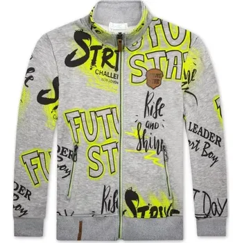 Dětská móda Teplá chlapecká mikina Kugo GM8672 šedá / signální aplikace